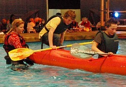 canoeing pool kayak roll