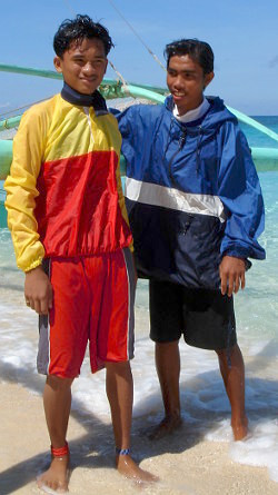 lifeguard in red and yellow swimwear
