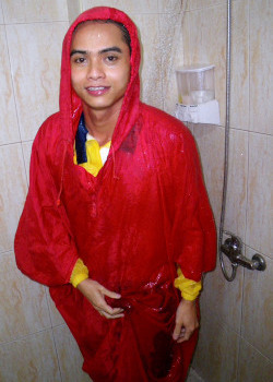 pool anorak red yellow students